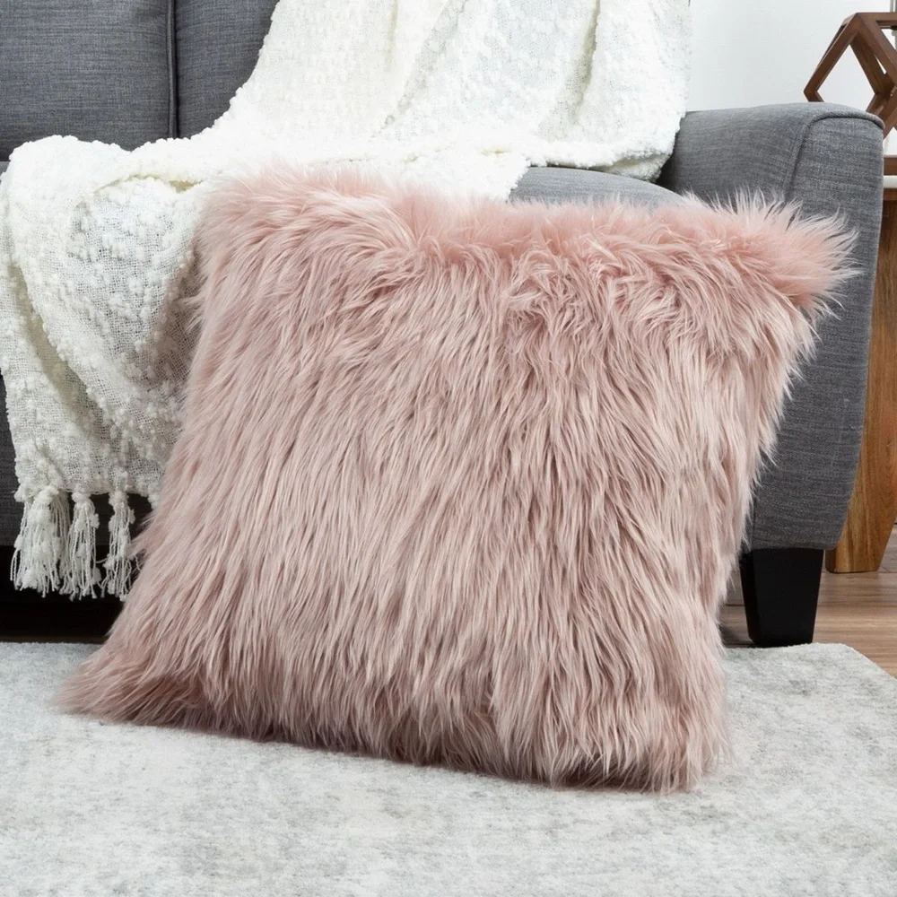 Oversize Faux Fur Square Throw Pillow